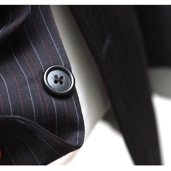 Hart Schaffner‎ 2pc Suit Blazer Jacket 44R Pants 38Wx29L Black Striped E02107 - Picture 7 of 16